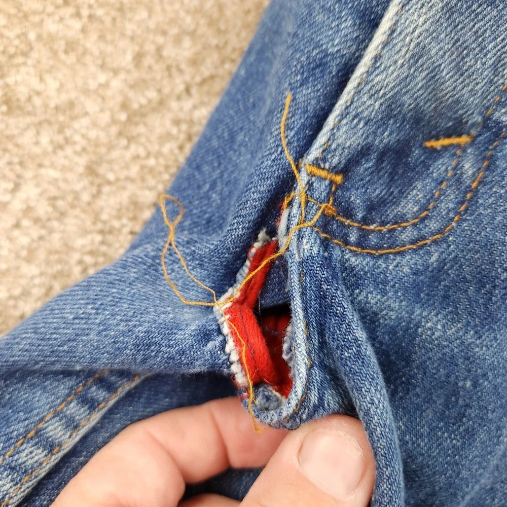 Vtg Lined Levis Pants Mens 33 Blue Jeans Denim‎ Orange Tab USA Men 36x31 Destroy